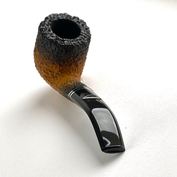 Half-bent Pot Pipe rustic briar with two aluminum and acrylic band