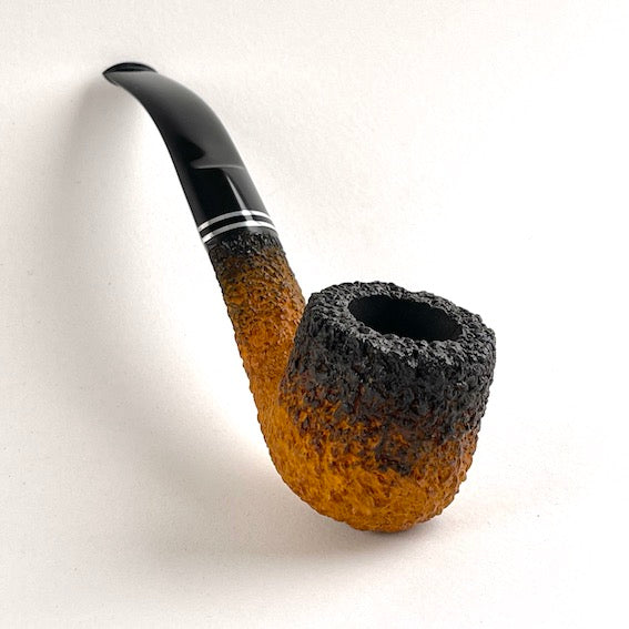 Half-bent Pot Pipe rustic briar with two aluminum and acrylic band