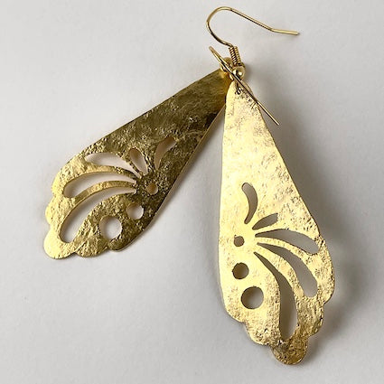 Earrings Thin Leaf Perforated