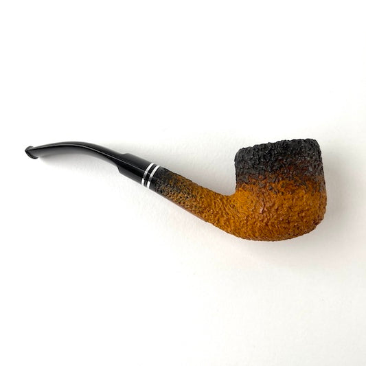 Half-bent Pot Pipe rustic briar with two aluminum and acrylic band