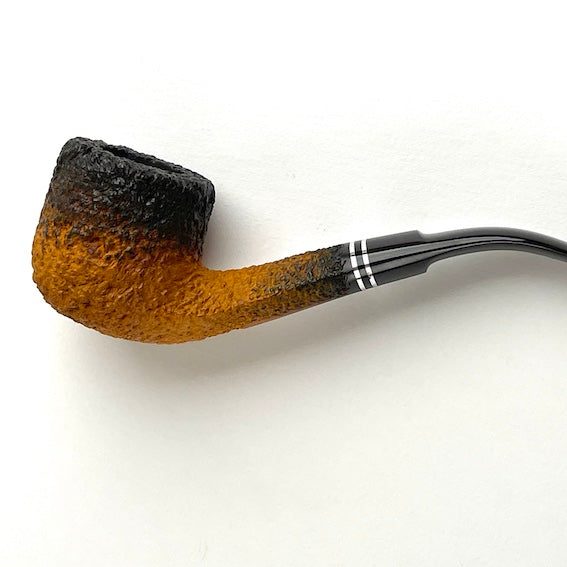 Half-bent Pot Pipe rustic briar with two aluminum and acrylic band