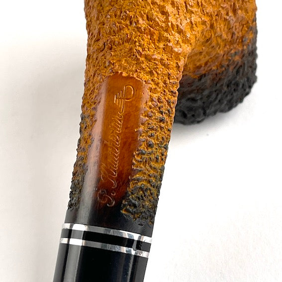 Half-bent Pot Pipe rustic briar with two aluminum and acrylic band