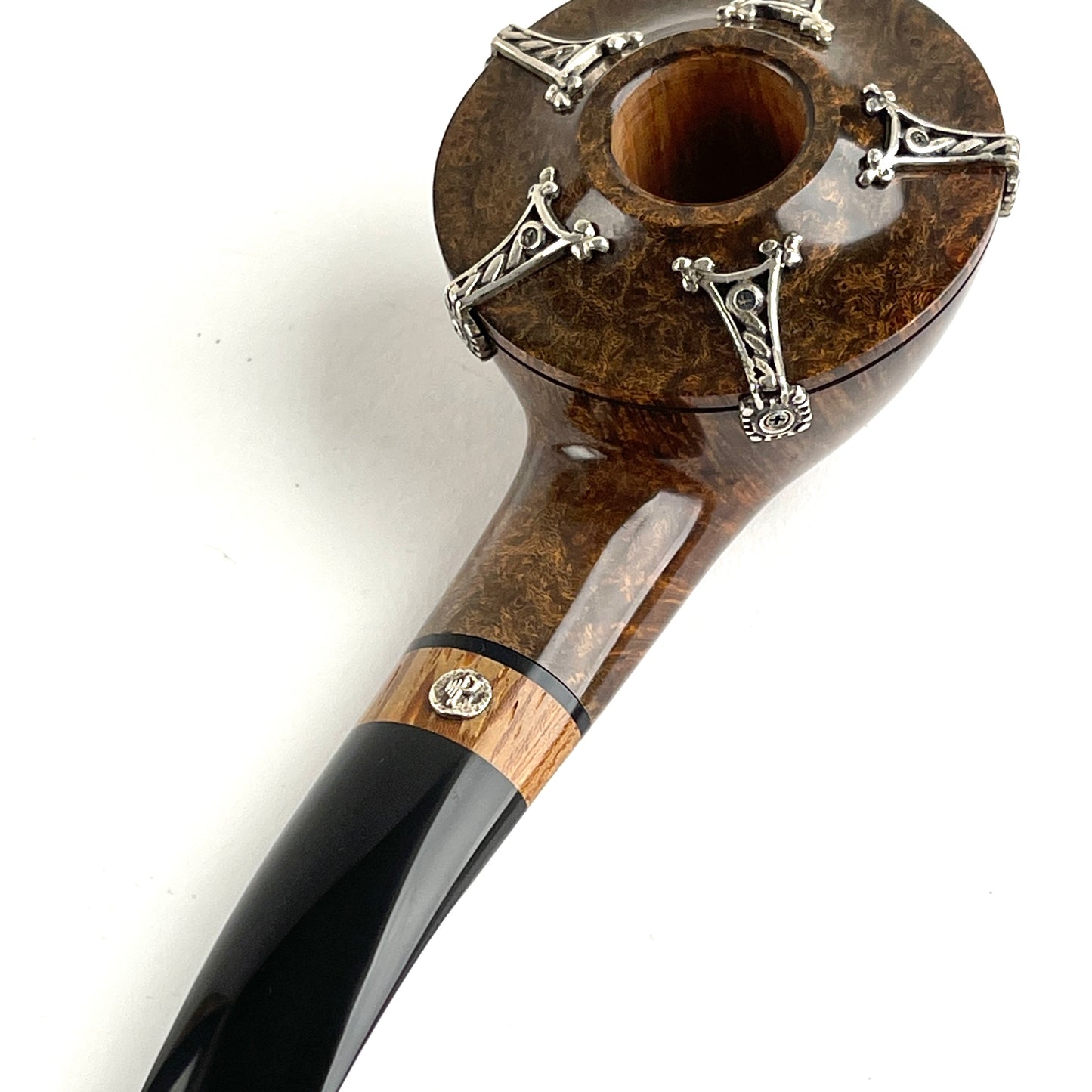 Wide Dublin Volcano Pipe with silver ornament